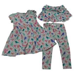 Baby Mädchen Jumping Beans Vögel Kleid/Top, Hose, Skort 3-teiliges Set - Größe 2t - Bild 1 von 9