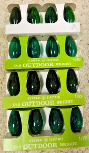 Vintage GE Merrybright Christmas Green Bulbs D15 C-9 1/2 Lot 16 New Old Stock #6 - Picture 1 of 3
