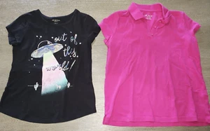 2 girls TOPS SHIRTS size 10/12 PINK PLACE black ARIZONA SCHOOL cute! SPACE polo - Picture 1 of 1