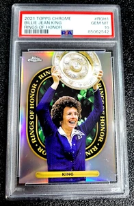 PSA 10 GEM MINT 2021 BILLIE JEAN KING TOPPS CHROME REFRACTOR RINGS OF HONOR G558 - Picture 1 of 3
