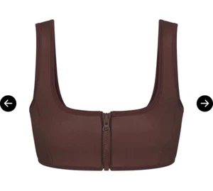 SKIMS RUBBERIZED SCUBA SWIM/TOP, FRONT ZIPPER, COCOA COLOR, 4X - Picture 1 of 4