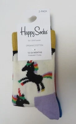HAPPY SOCKS Bebé 12-24 Meses 1 o 2 Pares Calcetines Zapato Talla 6-6 1/2 Orgánico Foto 1 de 4