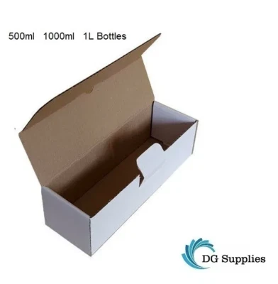 White Die Cut Postal Parcel Shipping Cardboard Boxes for 500ml 1000ml 1L Bottle - Image 1 of 2