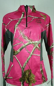 NEW Women **S**M**XL**2XL** REALTREE APC Long Sleeve 1/4 Zip Camo HOT Pink Shirt - Picture 1 of 2