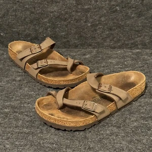 Sandali donna Birkenstock Mayari in pelle marrone con cinturino incrociato taglia 39 L8/M6 - Foto 1 di 10