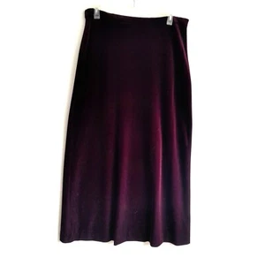 Vintage 70s 80s Dark Burgundy Velvet Christmas Holidays Maxi Skirt Size 16 - Picture 1 of 9