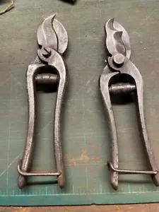 2 X Vintage Parrot Beak Garden Secateurs Pruner Old Tools Antique Shears Cutters - Picture 1 of 3