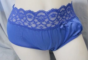 Vintage Blanche 100% Nylon Hipster Panty Lace Waist Style 2913 Sz 7 Royal Blue - Picture 1 of 10