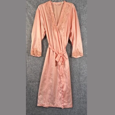VICTORIA’S SECRET Bata Satinada Etiqueta Dorada Vintage Talla Mediana/Grande Encaje Melocotón Foto 1 de 4
