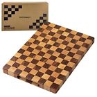 Rectangle End Grain Acacia/Rubber Wood Cutting Board -Reversible Hand GripsTh...