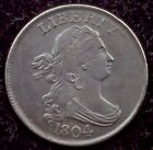 1804 C-12 Draped Bust Half Cent, Crosslet 4 No Stems, About Uncirculated Details