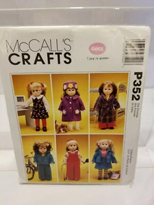 McCalls Crafts P352 (2506) ~ Clothing + Dog for 18 inch Doll UNCUT - Picture 1 of 4