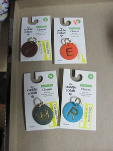 ""CUDDLE COLLAB CHARMS"" - 4 FAUX LEATHER - INITIALS - NEW ON CARD - Picture 1 of 1