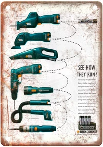 Vintage 1995 Black & Decker Cordless Power Ad Retro Look Blechschild Z440 - Bild 1 von 1