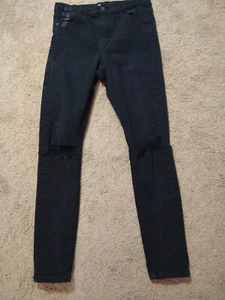TOPSHOP MOTO Black JAMIE High Rise Skinny Jeans Sz W28 to fit L27 Distressed - Picture 1 of 5