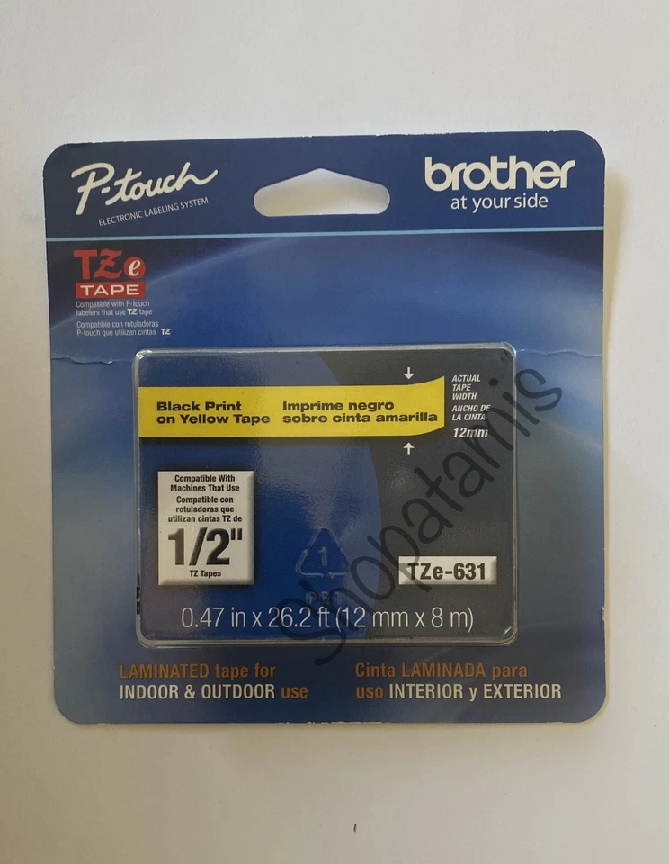 Brother P-Touch 1/2” PRETO SOBRE AMARELO Fita de Fabricante de Etiquetas 1/2” (12mm) X 26,2” - Imagem 1 de 1