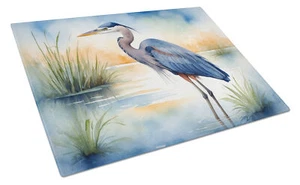 Blue Heron Emerging as the day fades Glass Cutting Board Large DAC7491LCB - Picture 1 of 5