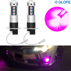 2Pcs Pink Purple H3 Car Truck LED Fog Light Bulb Driving Fog Lamp Conversion Kit - Picture 1 of 12