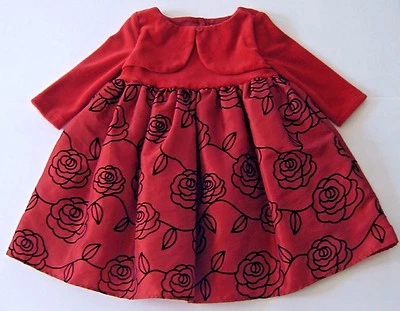 Vestido Rojo Navidad Vacaciones Maravilla Niños Terciopelo Concurso 18 L 18M Niño Pequeño Foto 1 de 4