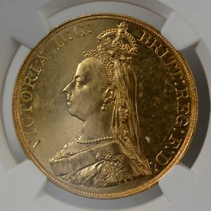 GREAT BRITAIN VICTORIA GOLD 5 POUNDS 1887 MS61 NGC - Picture 1 of 4