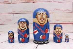 New York Rangers Nesting Dolls NHL Mc Donavan Hand Painted Wooden Matryoshka - Imagen 1 de 12
