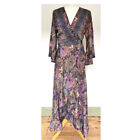 Purple Long Wrap Dress Maxi silk style 20 22 Boho Plus size Gypsy XL summer