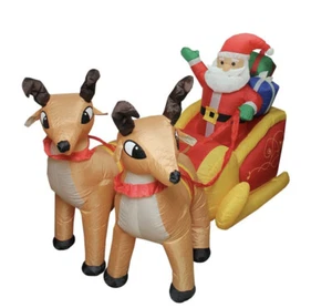 6' INFLATABLE LIGHTED SANTA'S SLEIGH WITH REINDEER (a) - Picture 1 of 1