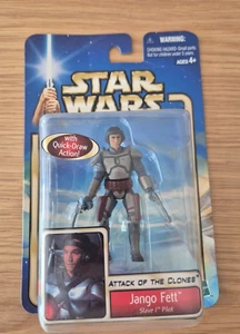 VINTAGE STAR WARS ATTACK OF THE CLONES JANGO FETT SLAVE / PILOT #47 HASBRO BNIP - Picture 1 of 2