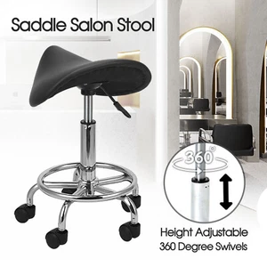 Saddle Salon Stool Bar Swivel Chair Massage Barber Hairdressing Hydraulic Lift - Picture 1 of 11