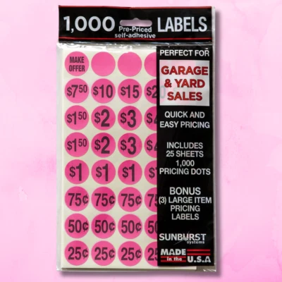 Paquete de 1000 pegatinas de precio de venta de garaje etiquetas autoadhesivas de precio de venta de garaje Foto 1 de 4