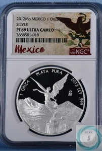 2012-Mo 1 Onza Silver Libertad PCGS PF 69 ULTRA CAMEO - Cert #2888501-018 - Picture 1 of 14