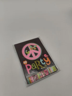 Amscan Party Invitations Owl &  Peace Sign Colorful 8 Invitations with Envelopes - Image 1 of 2