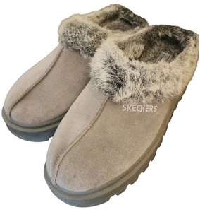 Scarpe pantofole vintage Skechers Zoccolo Mule Y2K Jammers pelliccia sintetica grigio grosso donna 9 - Foto 1 di 6
