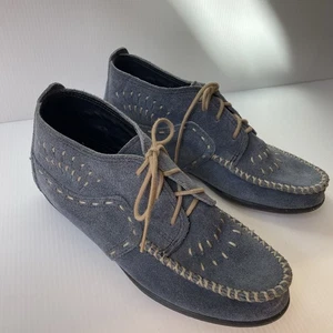 Minnetonka Women’s Size 6.5 Blue Suede Ankle Chukka Shoes Boots Moccasin Comfort - Picture 1 of 9