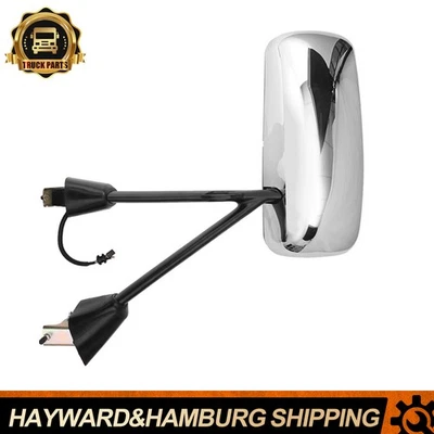 Chrome Door Mirror Power Heated W/ Arm For Kenworth T600 T800 Driver LH Side - Image 1 of 4