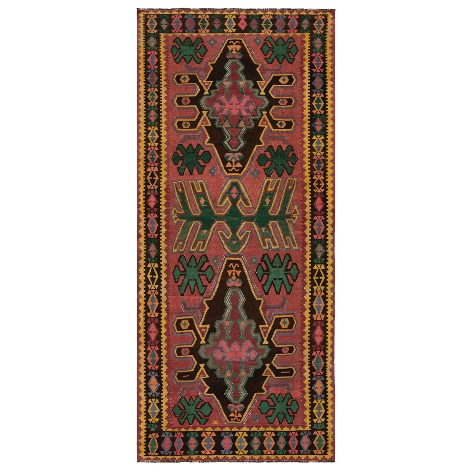 Kelim 350x154 cm Handgewebter Perserteppich Kilim Wolle Carpet Orient Läufer - Bild 1 von 4