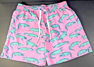 Mens Chubbies Pink Alligator Swim Trunks The Glades Large Pink 5.5 in Inseam - Picture 1 of 11