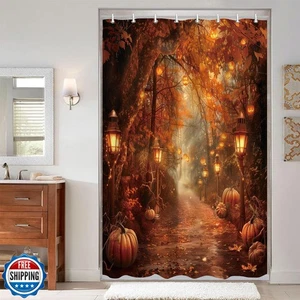 PAOPOED Otoño Calabazas Cortina de Ducha, Halloween Otoño Acción de Gracias Cosecha Fo - Imagen 1 de 5