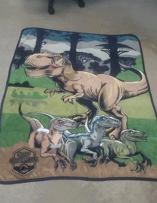 Официальное детское одеяло Jurassic World Camp Cretaceous 57 x 43 дюйма постельное белье Dino - Изображение 1 из 4