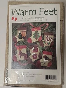 Rachel Pellman warme Füße 6 Filz Weihnachtsschmuck Kit #K0513  - Bild 1 von 5