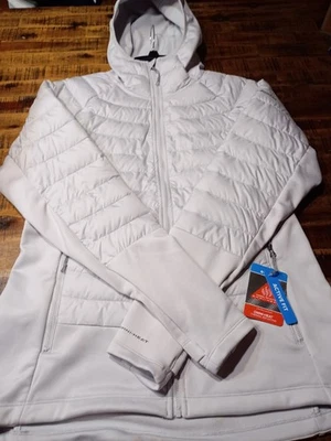 COLUMBIA Womens White Out Fs Hooded Jacket Omni Heat & Thumb Opening Sz L White - Image 1 of 4