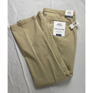IZOD Saltwater Stretch Chino Pants Men's 38x32 Straight Fit Pale Khaki NWT - Picture 1 of 9