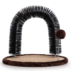 Cat Hair Brush Toy with Sturdy Scratcher Pad Arch Groomer Massager Self Gro - Picture 1 of 6