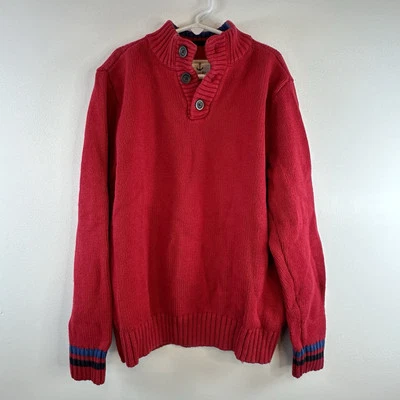 Lands' End Boys Cable Knit Mock Neck Sweater Red Size 10-12 Fisherman Nautical - Image 1 of 4
