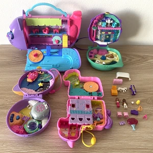 Polly Pocket Lot 4 Playsets Airplane Space Piñata Ladybug Compacts + Figures - Picture 1 of 10
