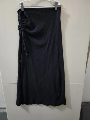 Falda Aerie para mujer XS negra maxi jersey fruncido corbata lateral acanalada elástica lisa Foto 1 de 4