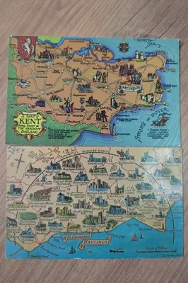 Vintage Illustrated Post Kent Garden of England Hastings St Leonards – 1950 70 - Image 1 of 2