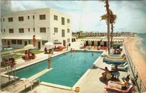 Tarjeta postal vintage PBA The Kimberly Hotel piscina and cabaña vista piscina Miami Beach 41 - Imagen 1 de 4