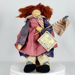 Vtg 1993 Attic Babies by Marty Maschino 19" Florella w/American Flag Rag Doll - Picture 1 of 16