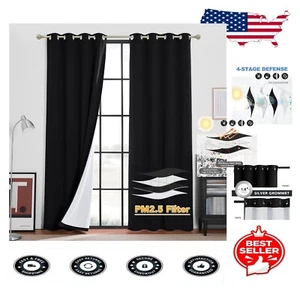 Elegant Blackout Curtains for Living Room - Anti-Dust & Thermal Insulated, 52x95 - Picture 1 of 10